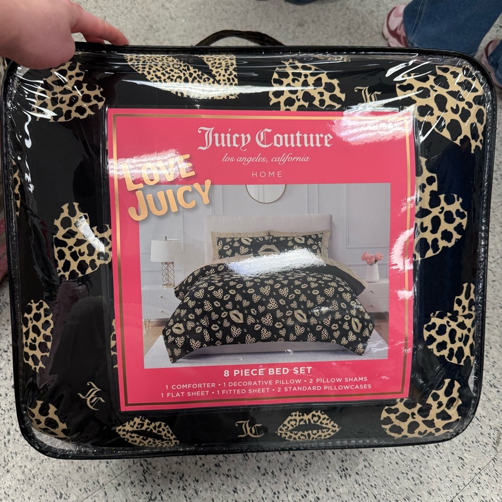 Juicy Couture Black Leopard Comforter Set cheetah animal print twin